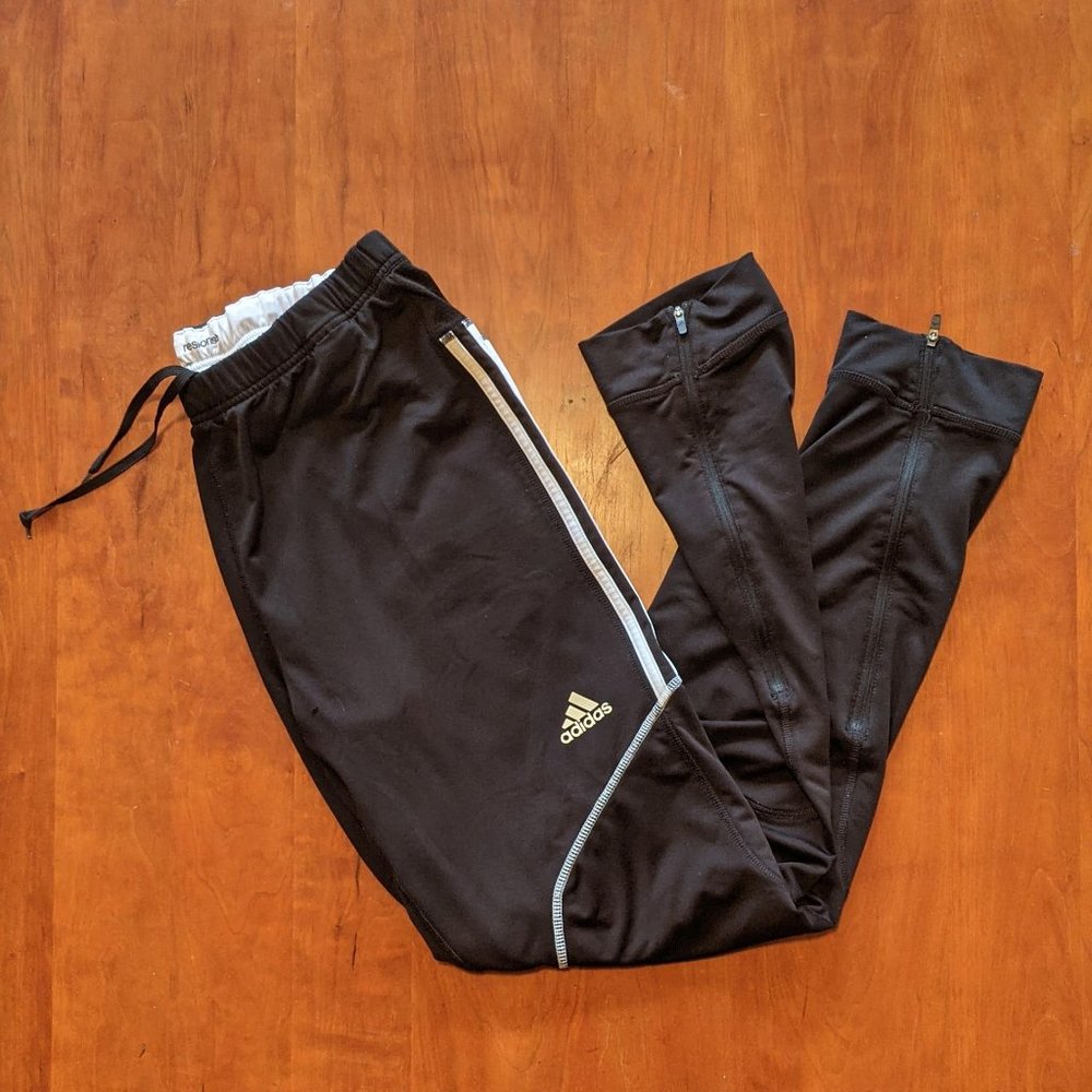 Adidas black tapered running pants